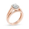 Thumbnail Image 1 of 3/4 CT. T.W. Diamond Double Oval Frame Split Shank Bridal Set in 10K Rose Gold