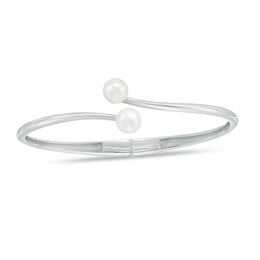 7.5 - 8.0mm Cultured Freshwater Pearl Hinged Cuff in Sterling Silver