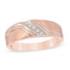 Thumbnail Image 0 of Men's 1/10 CT. T.W. Diamond Five Stone Slant Wedding Band in 10K Rose Gold