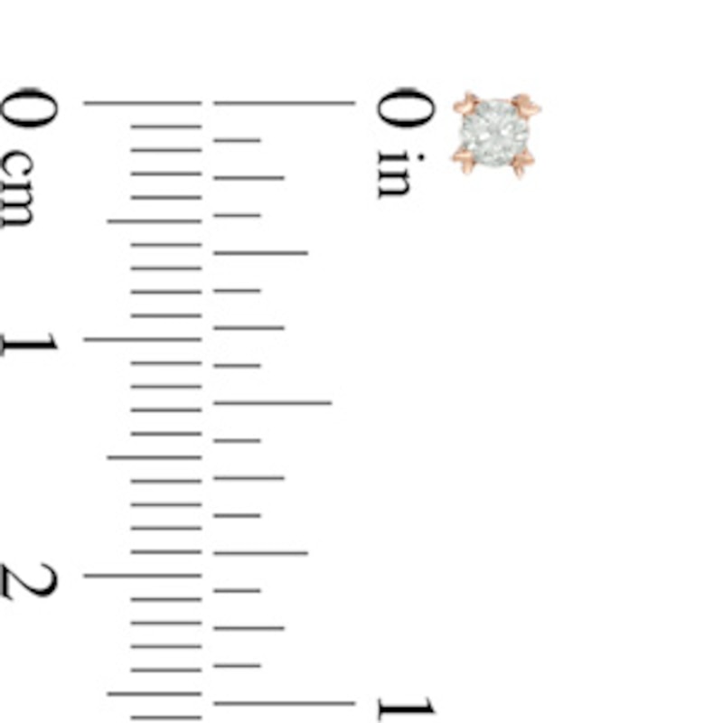 Main Image 2 of 1/5 CT. T.W. Diamond Solitaire Heart-Shaped Prongs Stud Earrings in 14K Rose Gold (K/I3)