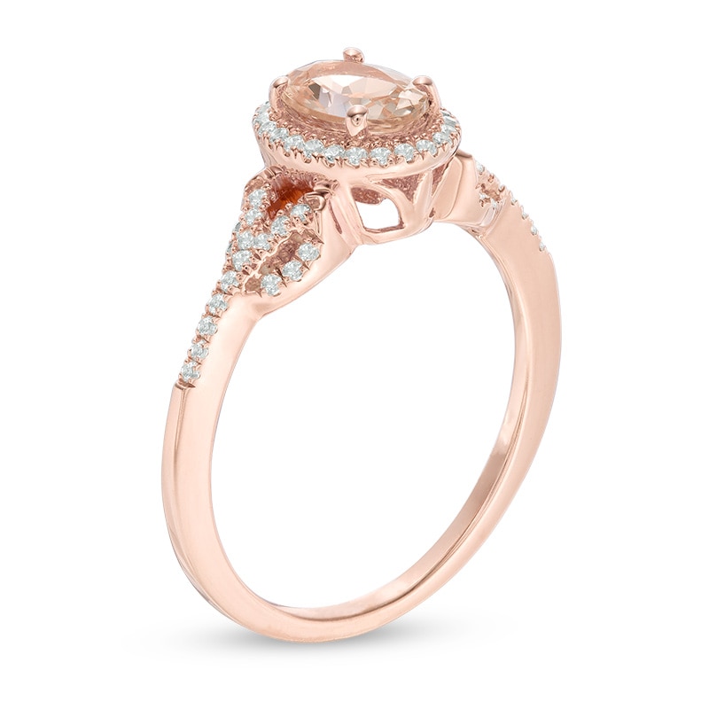 Main Image 2 of Oval Morganite and 1/5 CT. T.W. Diamond Frame Ring in 10K Rose Gold