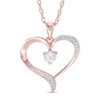 Thumbnail Image 0 of 4.0mm Morganite and Diamond Accent Ribbon Heart Pendant in Sterling Silver with 10K Rose Gold Plate