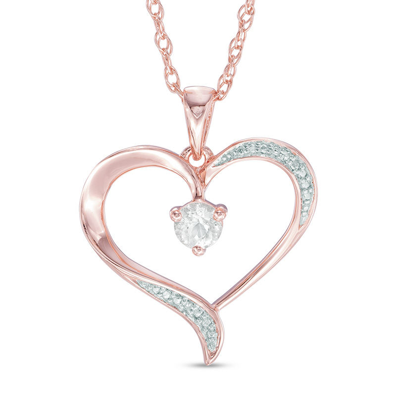 Diamond Accent Ribbon Heart Pendant 