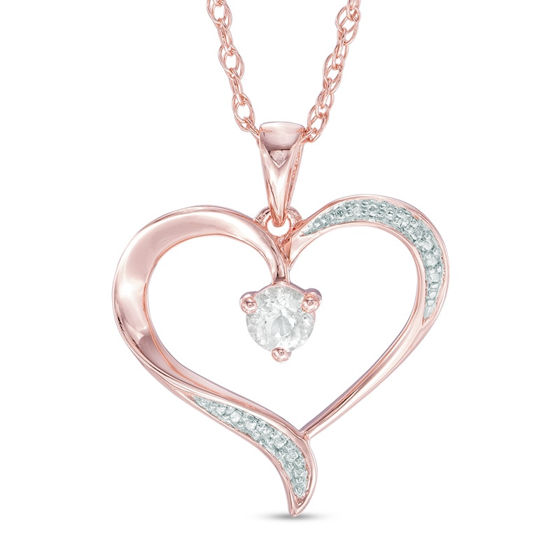4.0mm Morganite and Diamond Accent Ribbon Heart Pendant in Sterling Silver with 10K Rose Gold Plate