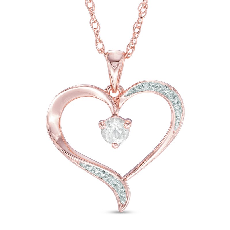 Main Image 1 of 4.0mm Morganite and Diamond Accent Ribbon Heart Pendant in Sterling Silver with 10K Rose Gold Plate