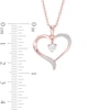 Thumbnail Image 1 of 4.0mm Morganite and Diamond Accent Ribbon Heart Pendant in Sterling Silver with 10K Rose Gold Plate