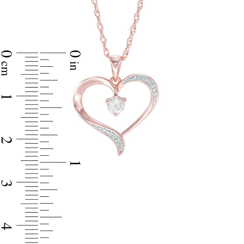 Main Image 2 of 4.0mm Morganite and Diamond Accent Ribbon Heart Pendant in Sterling Silver with 10K Rose Gold Plate