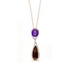 Thumbnail Image 1 of EFFY™ Collection Amethyst, Elongated Smoky Quartz and 1/3 CT. T.W. Diamond Drop Pendant in 14K Rose Gold