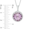 Thumbnail Image 1 of 12.0mm Rose de France Amethyst and Lab-Created White Sapphire Frame Pendant in Sterling Silver