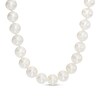 Thumbnail Image 1 of 7.0-8.0mm Freshwater Cultured Pearl Strand Necklace with Diamond Accent Clasp in Sterling Silver