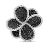 EFFY™ Collection 1-3/8 CT. T.W. Black and White Diamond Pinwheel Flower Ring in 14K White Gold