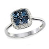 EFFY™ Collection 3/4 CT. T.W. Blue and White Diamond Cushion Frame Ring in 14K White Gold