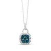 Thumbnail Image 1 of EFFY™ Collection 7/8 CT. T.W. Blue and White Diamond Cushion Frame Lock Pendant in 14K White Gold