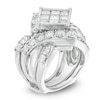 Thumbnail Image 1 of 5 CT. T.W. Princess-Cut Composite Diamond Square Frame Crossover Bridal Set in 14K White Gold