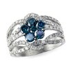 Thumbnail Image 1 of EFFY™ Collection 1-7/8 CT. T.W. Enhanced Blue and White Diamond Flower Ring in 14K White Gold
