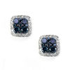 Thumbnail Image 1 of EFFY™ Collection 3/4 CT. T.W. Enhanced Blue and White Diamond Square Stud Earrings in 14K White Gold