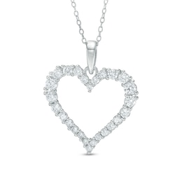 Lab-Created White Sapphire Heart Pendant in Sterling Silver