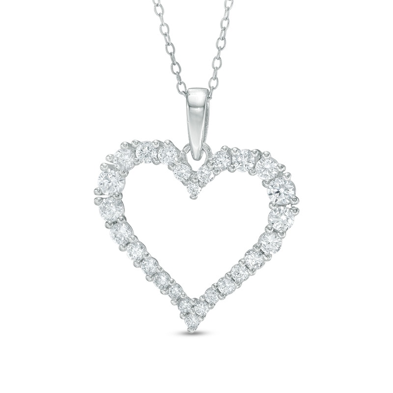 Main Image 1 of Lab-Created White Sapphire Heart Pendant in Sterling Silver