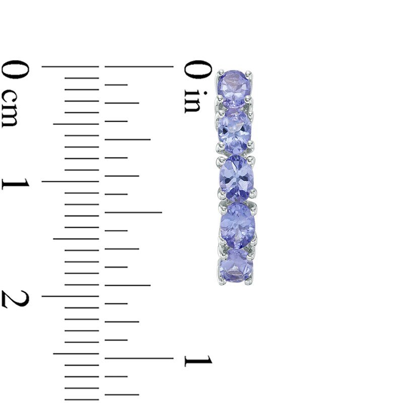 Main Image 2 of Oval Tanzanite Five Stone Hoop Earrings in Sterling Silver