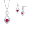 Thumbnail Image 1 of Heart-Shaped Lab-Created Ruby and White Sapphire Infinity Pendant and Earrings Set in Sterling Silver