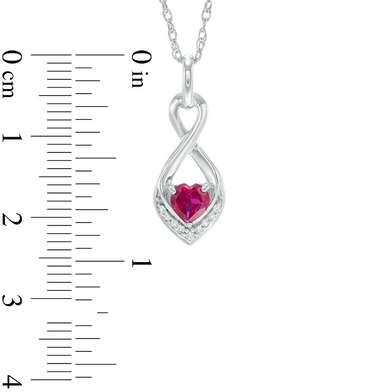 Main Image 2 of Heart-Shaped Lab-Created Ruby and White Sapphire Infinity Pendant and Earrings Set in Sterling Silver