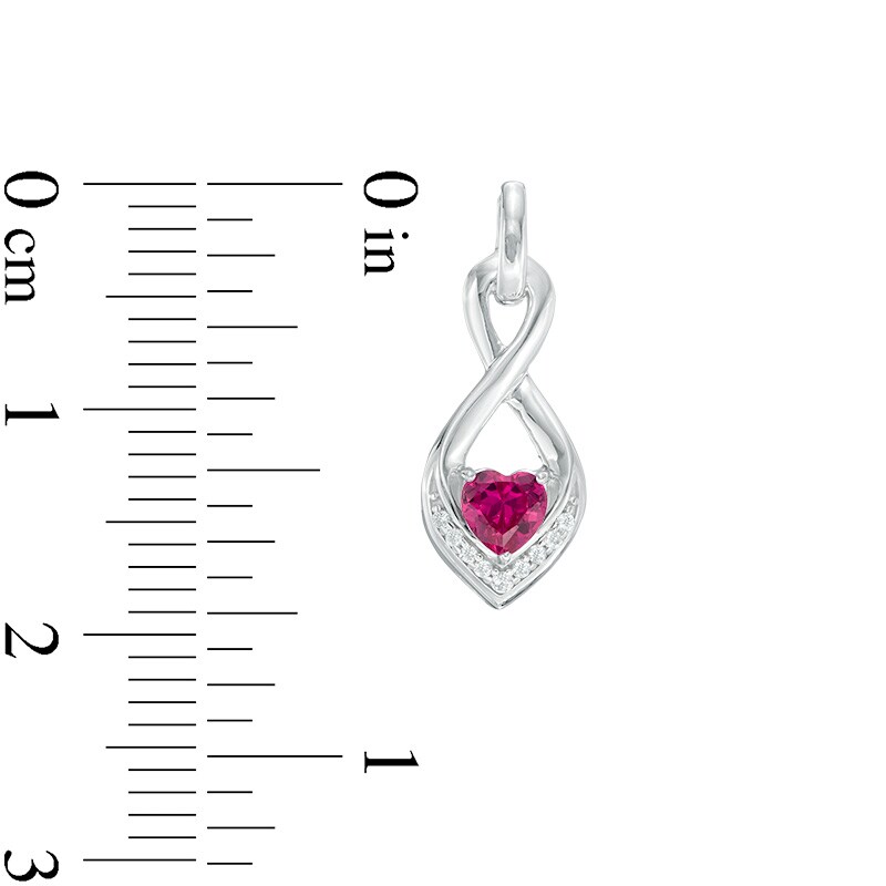 Main Image 3 of Heart-Shaped Lab-Created Ruby and White Sapphire Infinity Pendant and Earrings Set in Sterling Silver