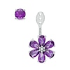 Thumbnail Image 1 of 5.0mm Amethyst Stud Earrings with Flower Drop Earring Jackets in Sterling Silver