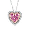 Thumbnail Image 1 of Lab-Created Ruby and White Sapphire Heart Pendant in Sterling Silver with 14K Rose Gold Plate