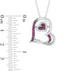 Thumbnail Image 1 of Lab-Created Ruby and White Sapphire Double Tilted Heart Pendant in Sterling Silver