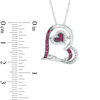 Thumbnail Image 2 of Lab-Created Ruby and White Sapphire Double Tilted Heart Pendant in Sterling Silver