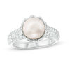 Thumbnail Image 0 of 8.5 - 9.0mm Cultured Freshwater Pearl and Lab-Created White Sapphire Ring in Sterling Silver