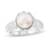 Thumbnail Image 1 of 8.5-9.0mm Freshwater Cultured Pearl and Lab-Created White Sapphire Ring in Sterling Silver