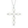 Thumbnail Image 1 of 2.5-3.0mm Freshwater Cultured Pearl Cross Pendant in Sterling Silver