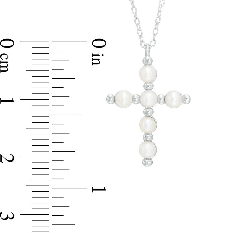 Main Image 2 of 2.5-3.0mm Freshwater Cultured Pearl Cross Pendant in Sterling Silver