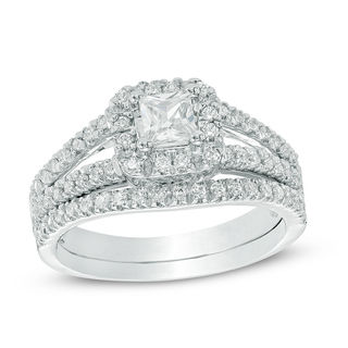 3/8 CT. T.W. Composite Diamond Rectangle Frame Split Shank Bridal