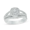Thumbnail Image 0 of 1/2 CT. T.W. Composite Diamond Double Frame Split Shank Bridal Set in 10K White Gold