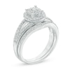 Thumbnail Image 1 of 1/2 CT. T.W. Composite Diamond Double Frame Split Shank Bridal Set in 10K White Gold