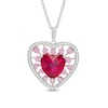 Thumbnail Image 1 of 9.0mm Heart-Shaped Lab-Created Ruby with Pink and White Sapphire Heart Pendant in Sterling Silver