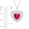 Thumbnail Image 2 of 9.0mm Heart-Shaped Lab-Created Ruby with Pink and White Sapphire Heart Pendant in Sterling Silver