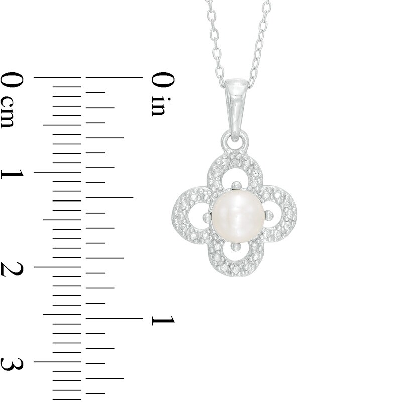 Cultured Freshwater Pearl and Lab-Created White Sapphire Clover Pendant and Earrings Set in Sterling Silver