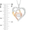 Thumbnail Image 1 of Lab-Created White Sapphire Triple Heart Pendant in Sterling Silver with 14K Two-Tone Gold Plate