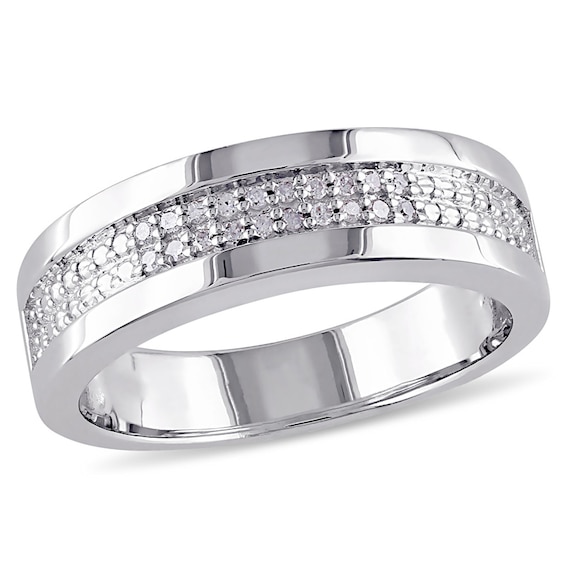 1 10 Ct T W Diamond Double Row Band In Sterling Silver Zales Outlet
