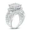 Thumbnail Image 1 of 3 CT. T.W. Quad Princess-Cut Diamond Round Frame Swirl Ring in 14K White Gold