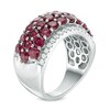 Thumbnail Image 2 of Rhodolite Garnet and Lab-Created White Sapphire Multi-Row Band in Sterling Silver