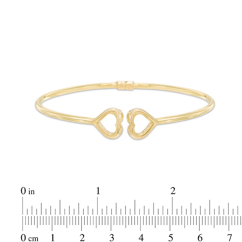 Sideways Heart Hinged Cuff in 10K Gold - 7.5"