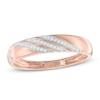 Thumbnail Image 0 of Men's Diamond Accent Comfort Fit Slant Wedding Band in 10K Rose Gold