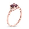 Thumbnail Image 2 of 6.0mm Cushion-Cut Rhodolite Garnet and Champagne and White Diamond Accent Ring in 10K Rose Gold