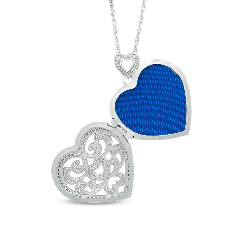 Main Image 2 of Diamond Accent Filigree Heart Locket in Sterling Silver