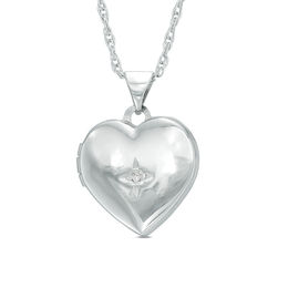 Diamond Accent Heart Locket in Sterling Silver