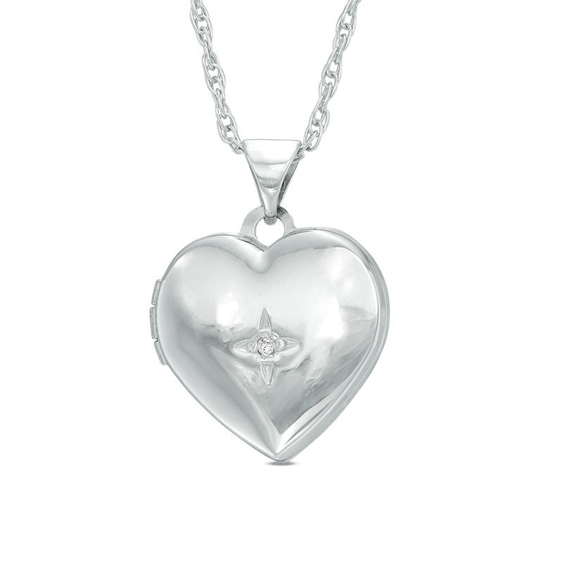 Diamond Accent Heart Locket Pendant in Sterling Silver